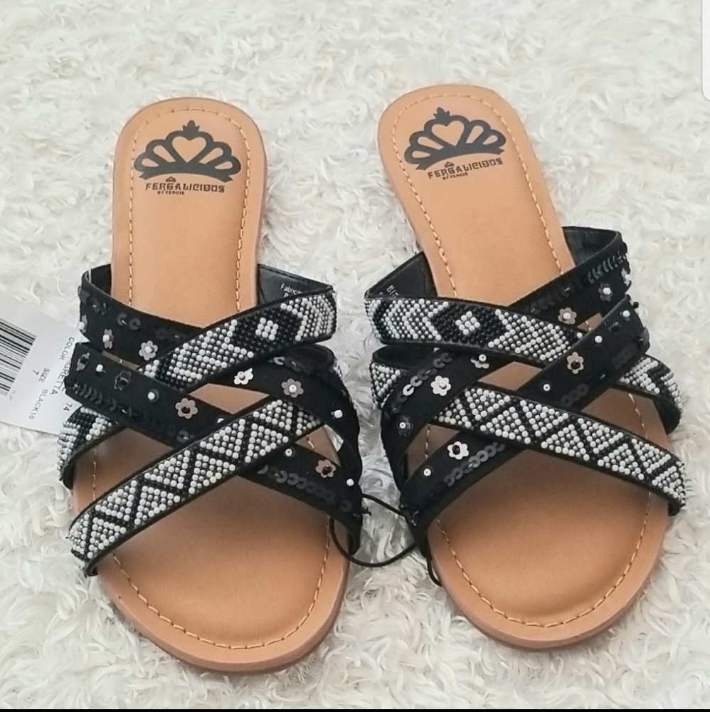 Fergalicious Beaded Slides Sandals